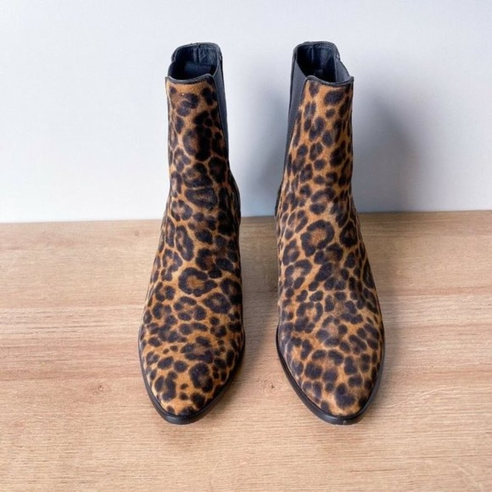 Saint Laurent West Chelsea Leopard Western Ankle Boots Size 38